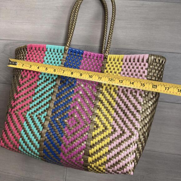 MARIA VICTORIA Large Woven Multi-Color Beach Shopping Tote Bag - Picture 5 of 9
